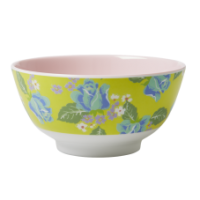 Melamine Printed Bowl - Two Tone pale pink and yellow with flowers by Rice DK